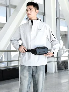 Detail shot of men's hard shell chest bag featuring carbon fiber texture and durable material