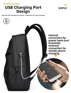 Détail latéral d'un sac à dos pour ordinateur avec port de chargement USB intégré