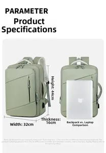 Waterproof laptop backpack dimensions guide showing size 32x16x44cm for business travel