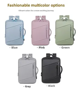 Business travel backpack in five colors with USB port and expandable large capacity