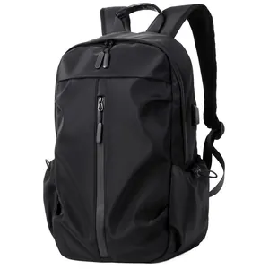 Versatile black waterproof sports backpack with USB port and multiple pockets