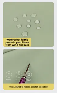 Waterproof and scratch-resistant fabric detail of the expandable travel backpack