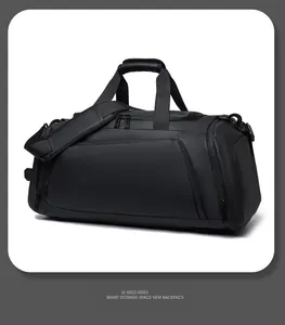 Water-resistant black duffel bag with a dedicated shoe compartment for gym and travel