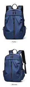 Détail du sac à dos professionnel bleu marine avec port USB et poches de rangement