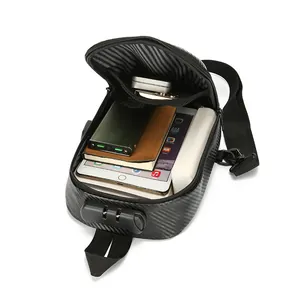 Waterproof carbon fiber chest bag with TSA lock and multi-layered interior storage