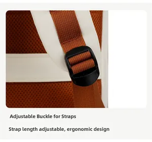 Detail of adjustable backpack shoulder straps with breathable mesh and plastic buckles