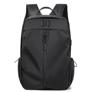 Sac à dos d'affaires pour ordinateur en tissu Oxford noir avec compartiments zippés de voyage