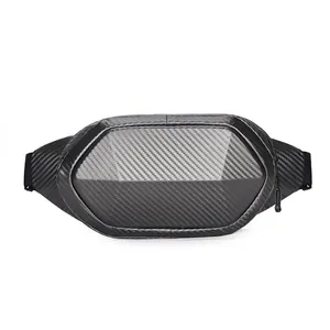 Men Carbon Fiber Texture Hard Shell Chest Bag Waterproof Urban Techwear Crossbody Bag Tactical Waist Pack For Outdoor Casual Travel
