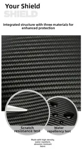 Detail of waterproof and anti-scratch carbon fiber fabric on men's sling bag