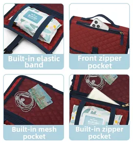 Detailansicht der Wickelunterlage mit elastischen Bändern, Netztasche und Reißverschluss