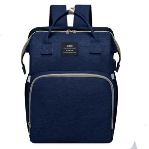 Zaino fasciatoio blu navy di grande capacità con porta USB e design pieghevole