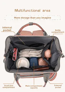 Detail view showing large internal capacity with specialized compartments for baby essentials