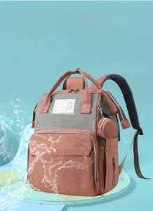 Waterproof diaper backpack with splash-proof fabric and ergonomic breathable mesh straps