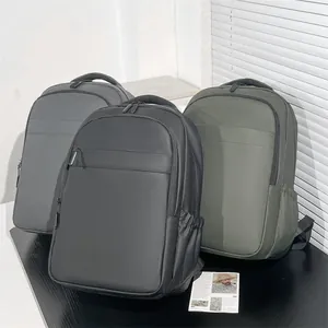 Waterproof minimalist business laptop backpacks in grey, black and olive green colors
