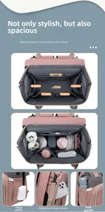 Detailed interior view showing large main compartment and multiple elastic storage pockets