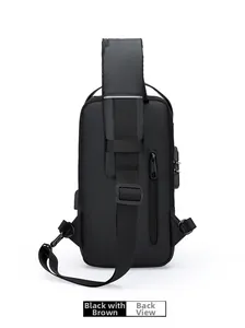 Back view of anti-theft chest bag featuring padded shoulder strap and hidden zipper pocket
