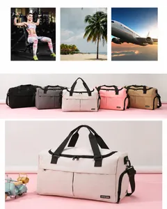 Detailed collection of multi-functional travel bags in five colors with durable straps