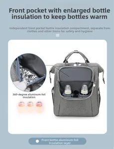 Macro detail of the front thermal pockets with aluminum foil lining for baby bottles