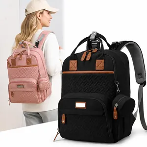 Multifunctional Diaper Bag Backpack Large Capacity Waterproof Quilted Travel Nursing Bag With Stroller Straps Insulated Pockets Mom Gifts
