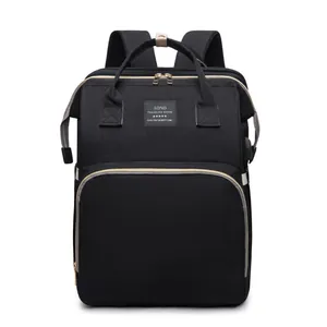 Sac à Couches à Dos en Tissu Oxford Imperméable Avec Berceau Pliant Grande Capacité Sac à Langer de Voyage Sangles Poussette USB