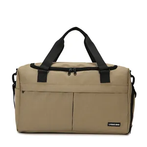 Borsa da viaggio kaki capiente con scomparto umido e fascia per trolley