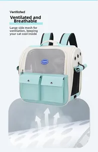 Close-up of breathable mesh fabric and ventilation holes on a pet carrier backpack