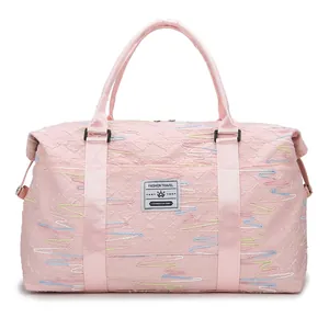 Large Capacity Quilted Travel Bag Oxford Cloth Duffel Bag With Dry Wet Separation Gym Fitness Weekender Bag Luggage Strap