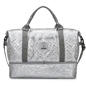Large Capacity Quilted Travel Bag For Women Men Waterproof Fitness Gym Bag With Independent Shoe Compartment Dry Wet Separation Duffle Bag