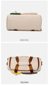 Dual view showing the reinforced bottom and top zipper of the contrast travel bag