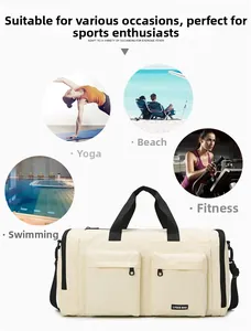 Multi-pocket travel bag with independent shoe compartment for yoga beach and fitness sports