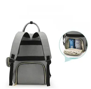 Detail view of the backpack back zipper compartment opening at a 90-degree angle