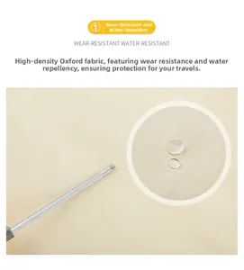 Waterproof and scratch-resistant test on beige high-density oxford fabric travel bag