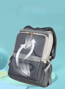 Detail of breathable honeycomb mesh and padded back panel on the ergonomic diaper bag