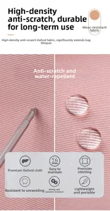 Detailed view of pink oxford fabric showing scratch-resistant and waterproof surface features
