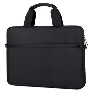 Wasserdichte schwarze Laptop-Aktentasche aus Oxford mit verstärkten Griffen und RV-Fach