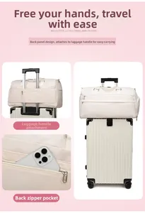 Travel bag with trolley sleeve and hidden back zipper pocket for easy carrying