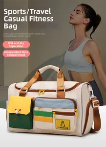 Travel bag with separate wet-dry compartment and independent shoe storage pocket