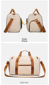 Detailed side and back view of durable travel bag showing zippers and straps