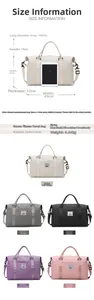 Size guide for oxford fabric travel bag with dimensions 49x29x17cm and color options