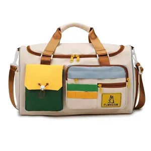 Durable large travel gym bag with dry-wet separation and vibrant contrast colors