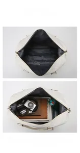 Detail view of large capacity travel bag interior showing organized storage space