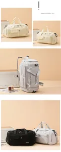Detailed view of durable waterproof nylon fabric and reinforced straps of travel bags