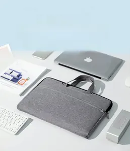 Waterproof grey oxford fabric laptop bag with shockproof padding and durable handle