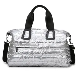 Large Capacity Quilted Gym Bag Waterproof Dry Wet Separation Travel Duffel Metallic Lightweight Yoga Swimming Bag For Women Men