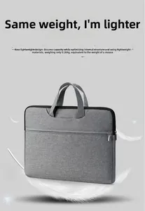 Lightweight grey oxford business briefcase weighing only 0.26kg with reinforced handles