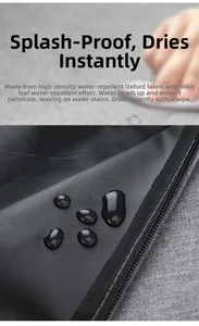 Detailed view of waterproof oxford cloth laptop bag with water-repellent lotus effect