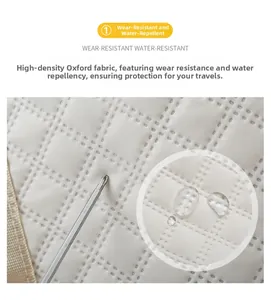 Detail of water-resistant and wear-resistant quilted oxford fabric for travel bag