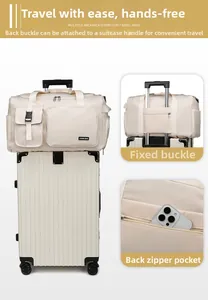 Sac de voyage avec manchon pour bagages et poche zippée cachée pour téléphone portable