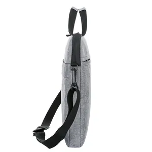 Sacoche fine pour ordinateur portable grise avec bandoulière réglable et style épuré