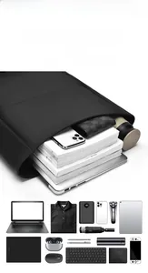 Detailed view showing multi-functional compartments of the large black leisure backpack
